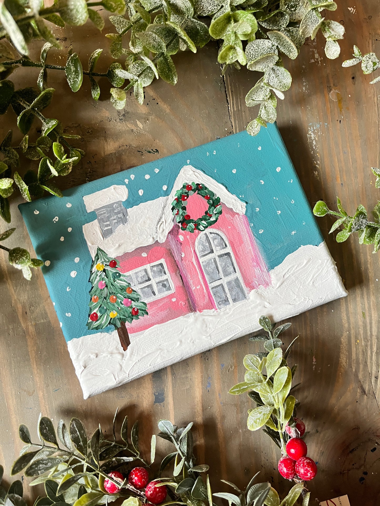Vintage Christmas House Painting-Molly Cottage