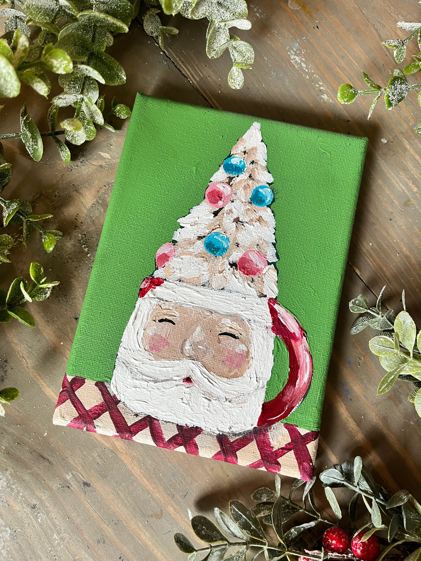 Vintage Santa Mug and Bottlebrush Tree Painting-Bruce