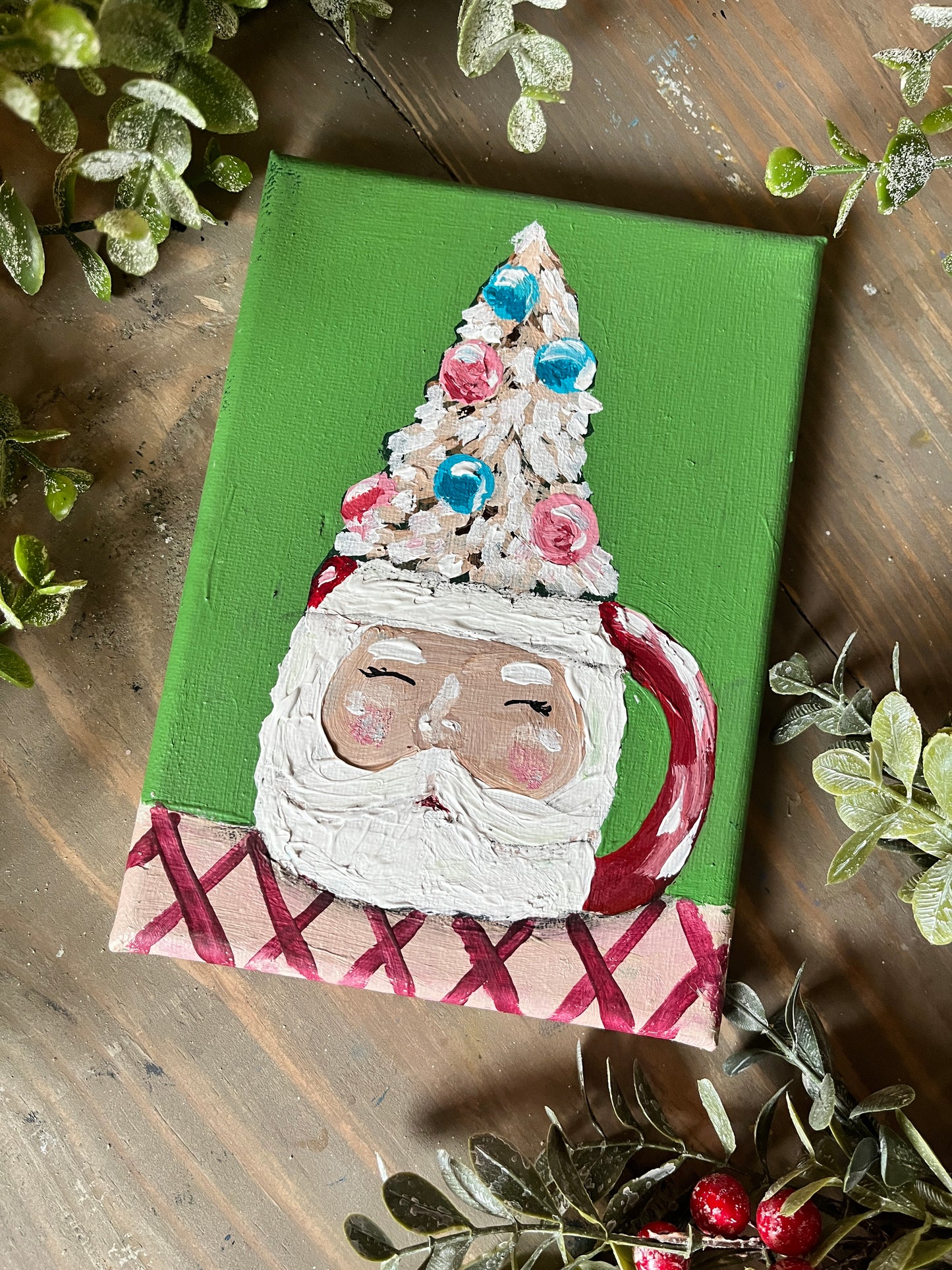 Vintage Santa Mug and Bottlebrush Tree Painting-Patty