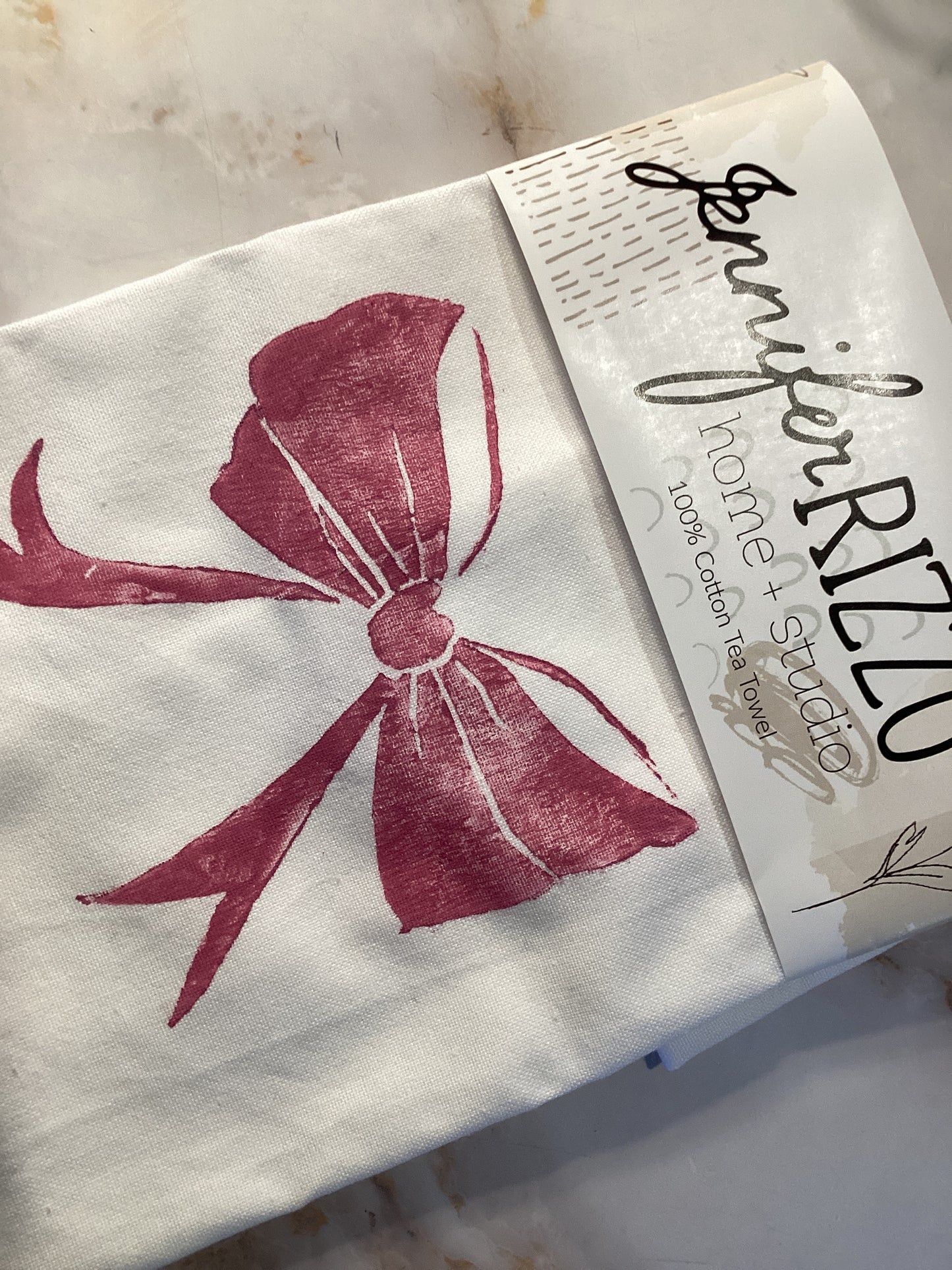 Pink Bow 100% Cotton Tea Towel