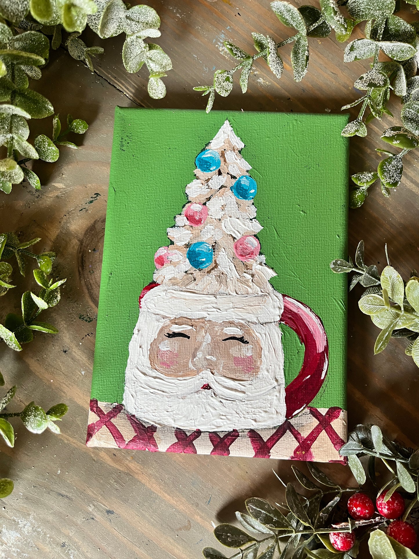 Vintage Santa Mug and Bottlebrush Tree Painting-Bette
