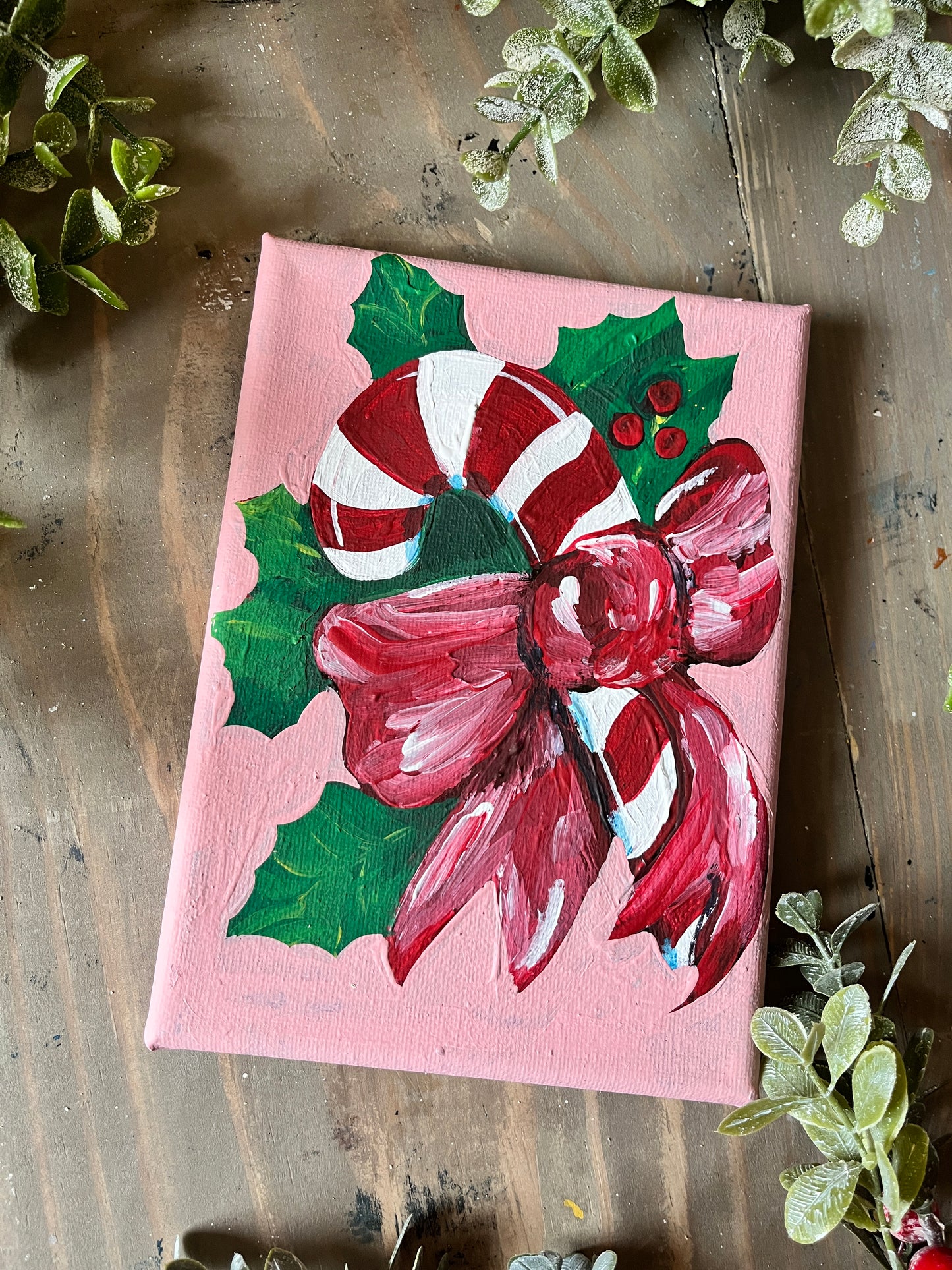 Vintage Candy Cane Painting-Rose