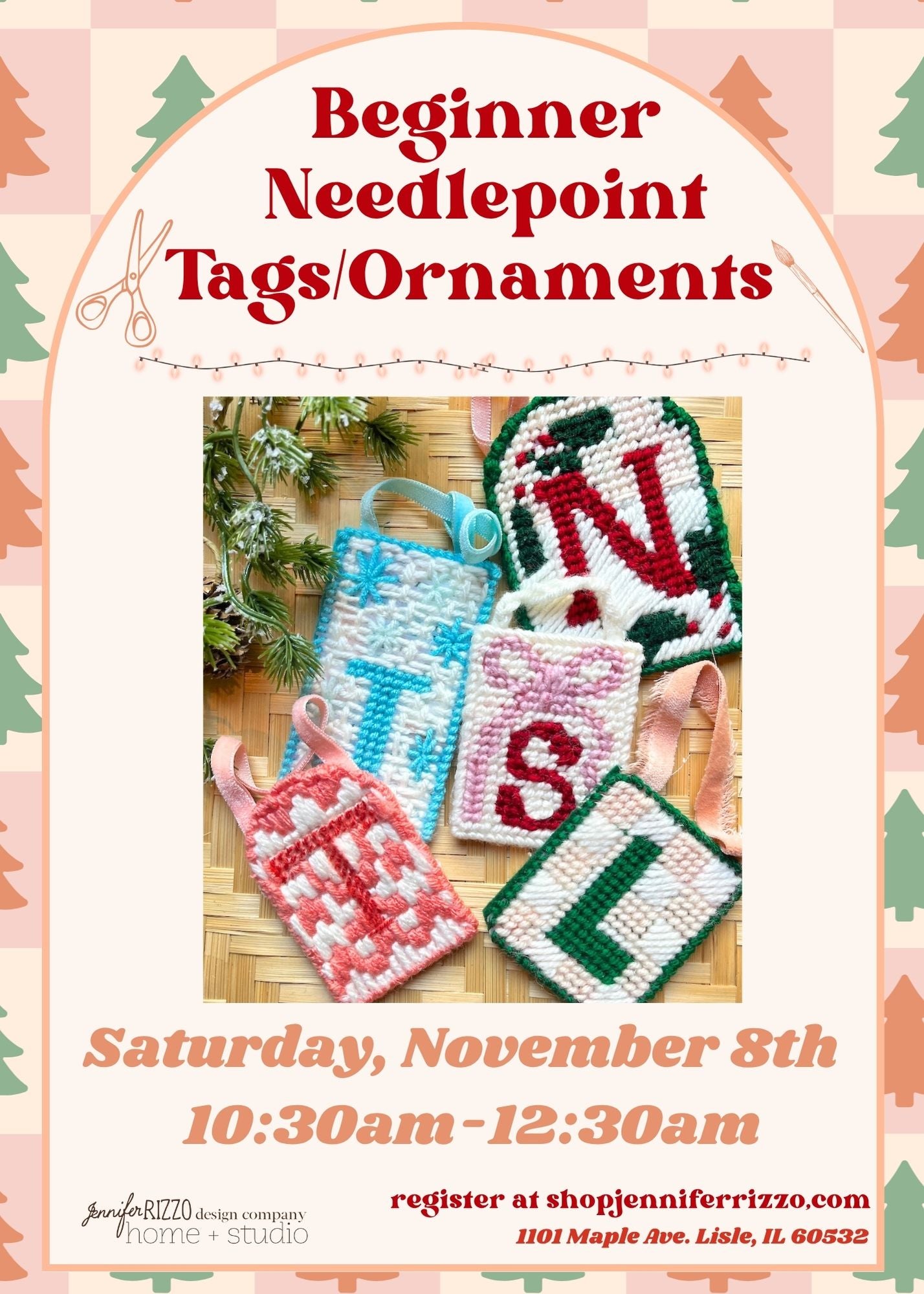Beginner Needlepoint Tags: Saturday, November 8th 10:30 am-12:30 pm