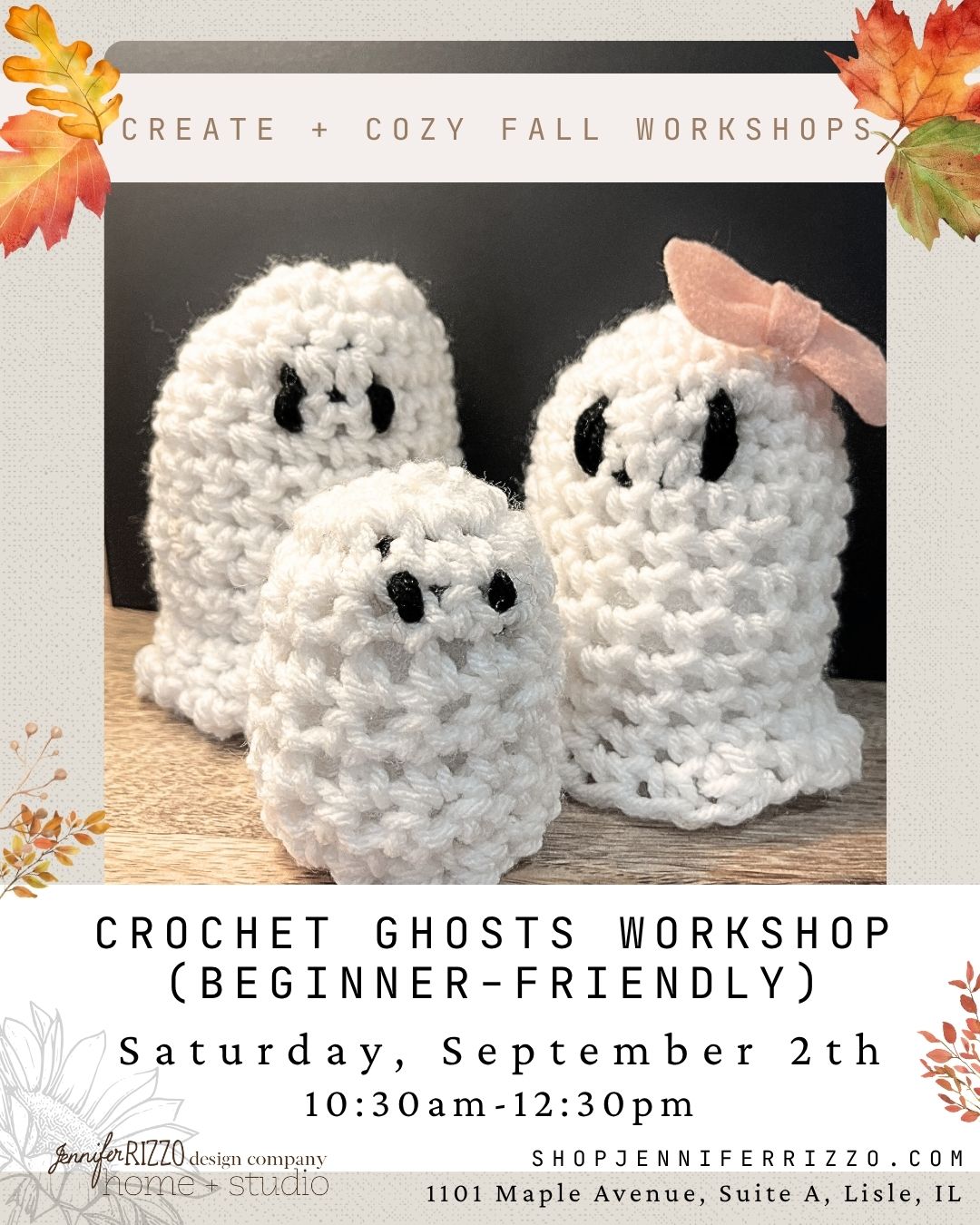 Easy Crochet Ghosts Saturday, September 27th10:30am-12:30pm