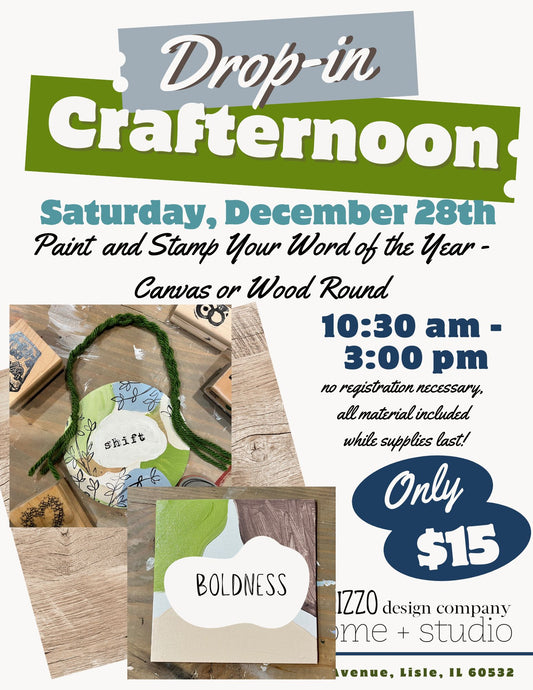 Drop In Crafternoon Paint and Stamp Your Word of The Year, Saturday, December 28th 10:30am-3:00 pm