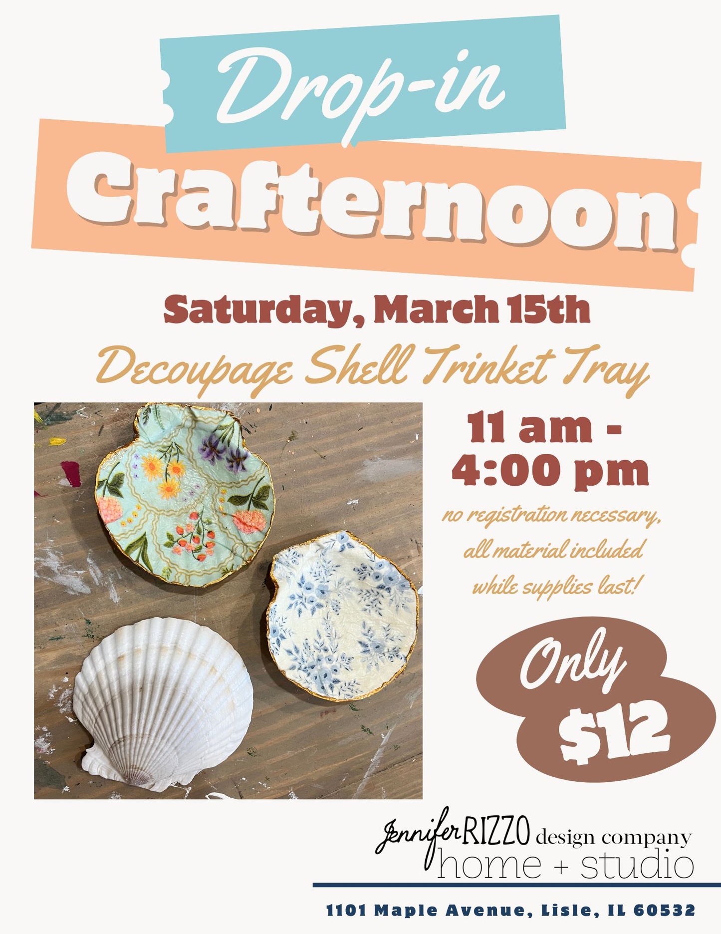 Drop In Crafternoon-Decoupage Seashell Tray