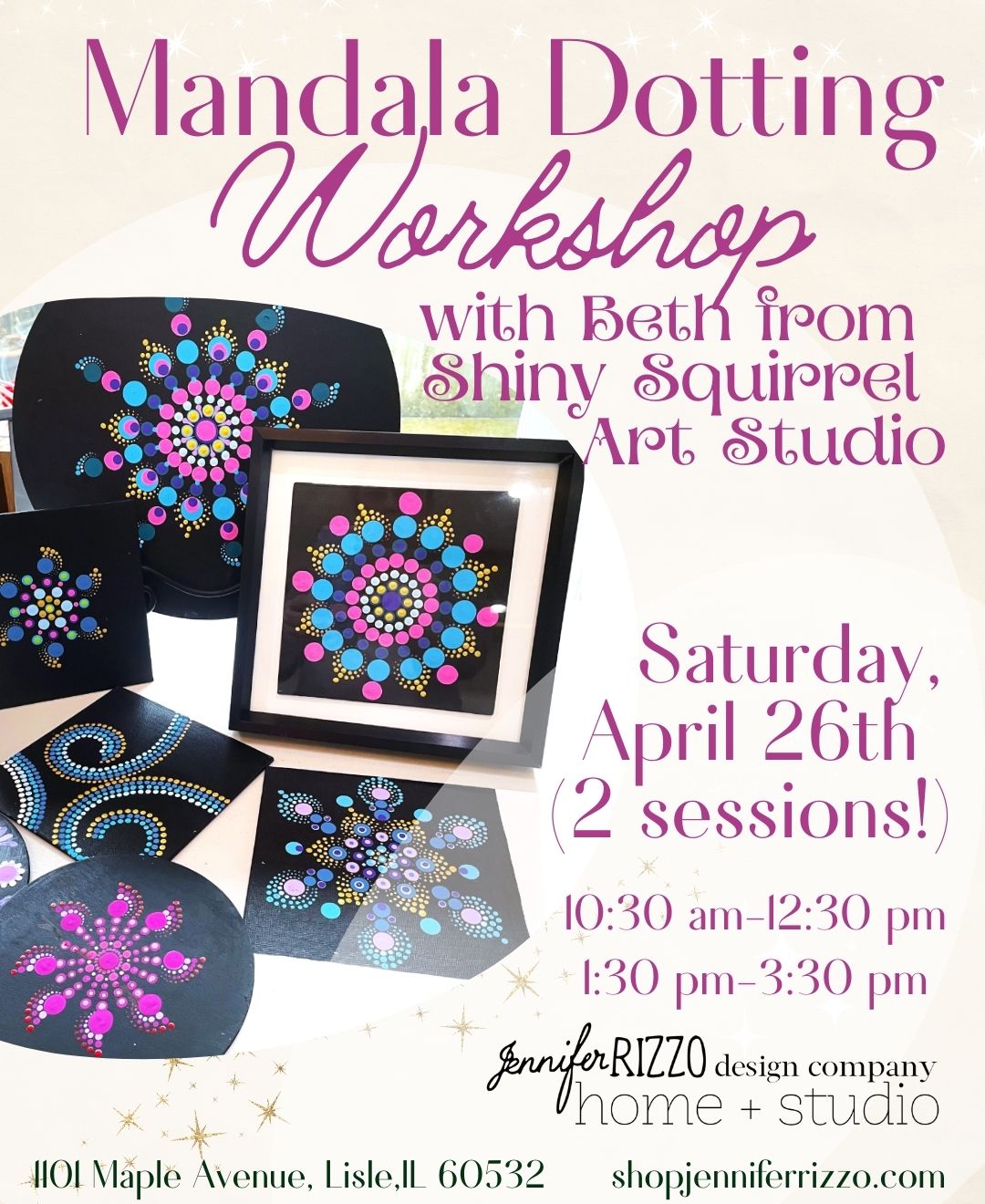 Mandala Dotting Workshop Saturday, April 26th (2 sessions 10:30am/1:30pm)