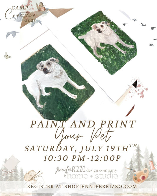 Paint and Print Your Pet Saturday, July 19th 10:30 am-12:30 pm