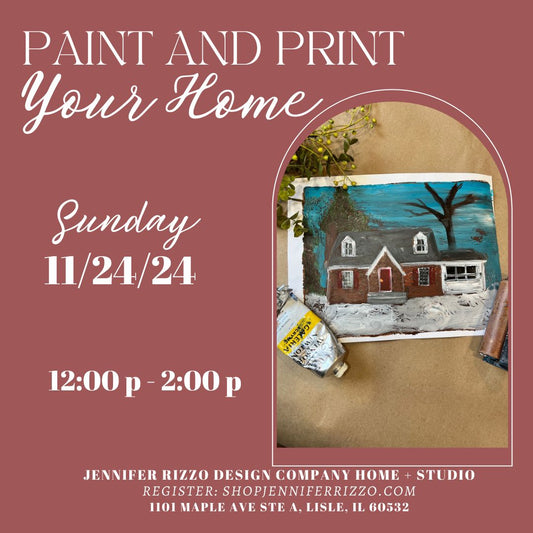 Paint and Print Your House Portrait Workshop Sunday, November 24th, 12:00pm-2:00pm