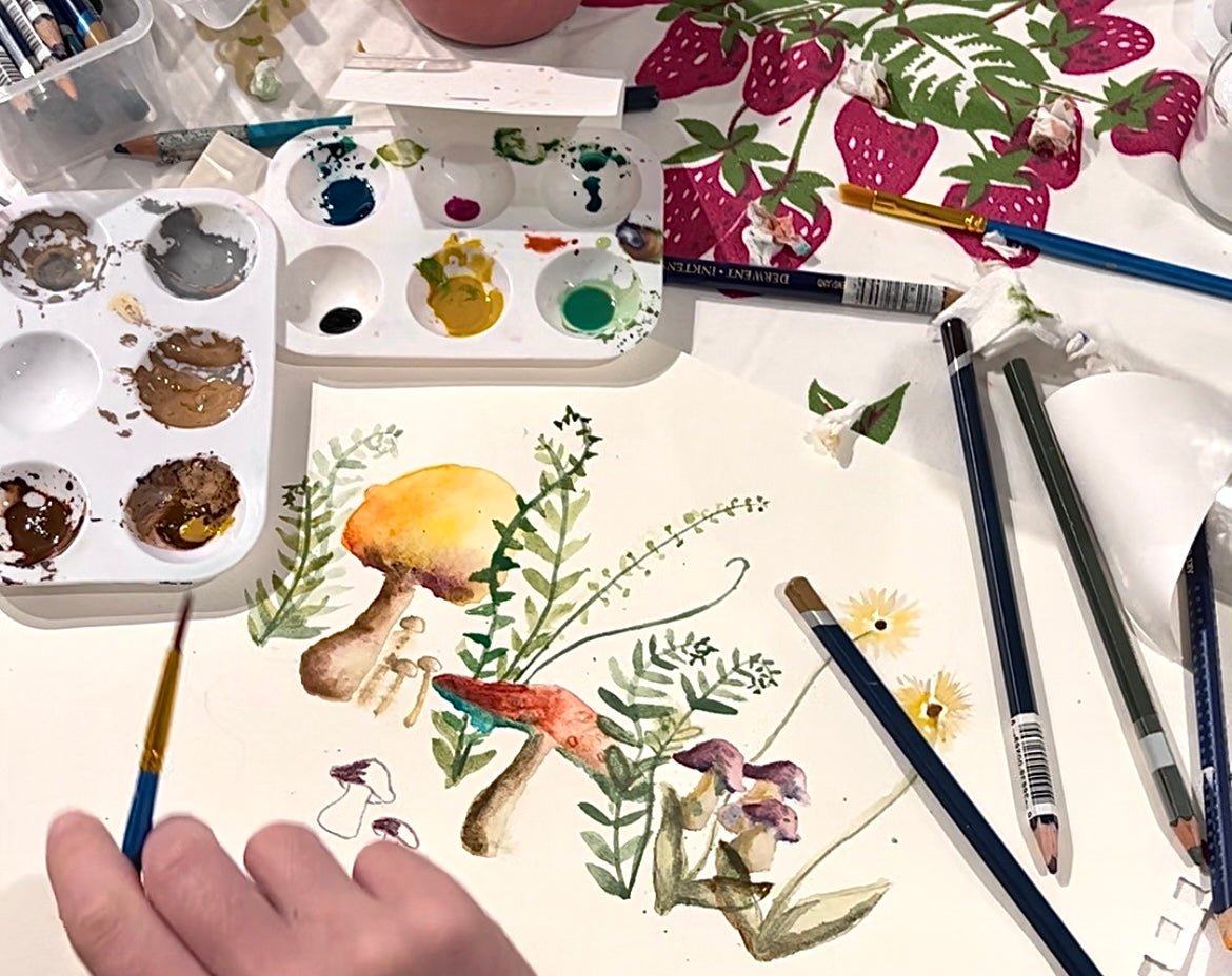 Fall Watercolor Mushroom Painting Art Workshop-Beginner Friendly- Thursday October 24th 6:00pm-8:00pm