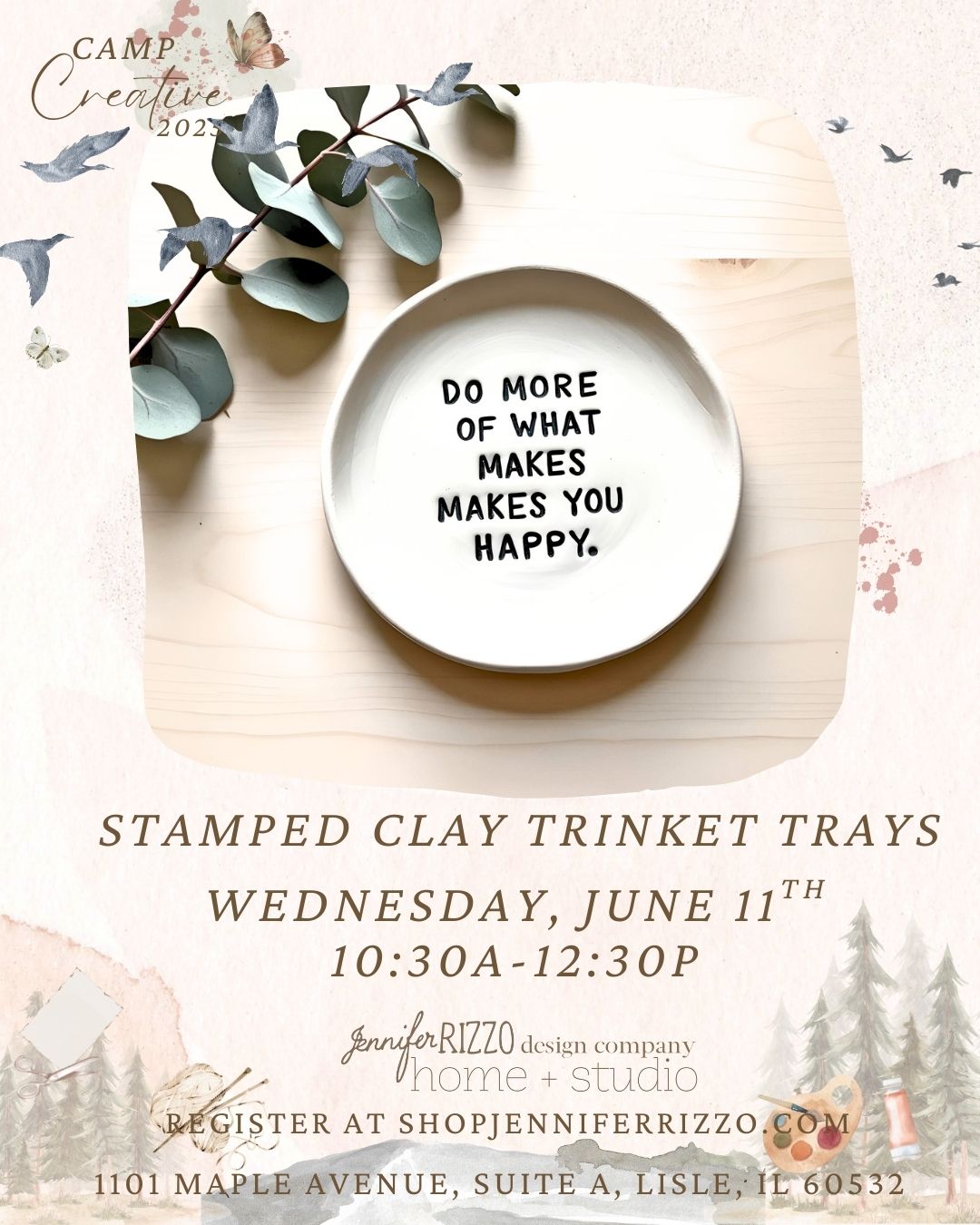 Stamped Clay Trinket Tray Dishes Wednesday, June 11th 10:30 am-12:30 pm
