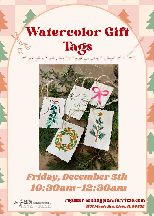 Beginner Watercolor Painted Gift Tags: Friday, December 5th 10:30 am-12:30 pm