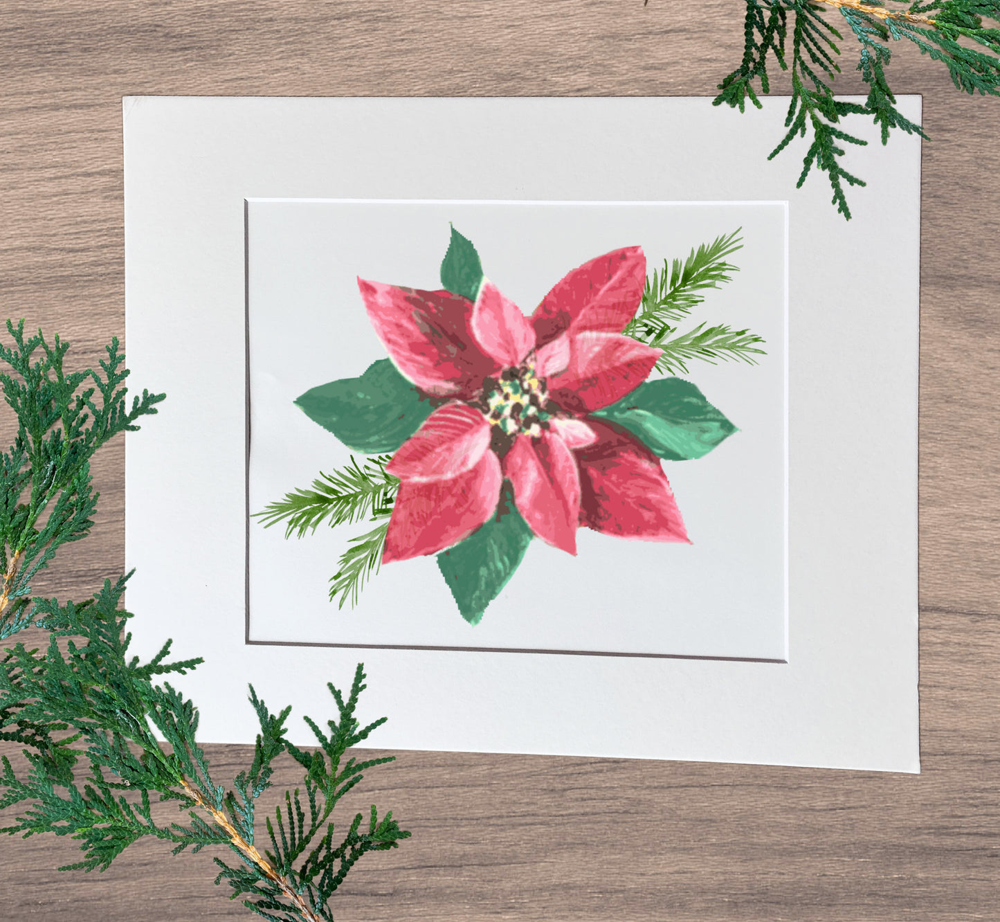 Painting a Poinsettia and Pine Watercolor Workshop Saturday, December7th, 10:30 am-12:30pm