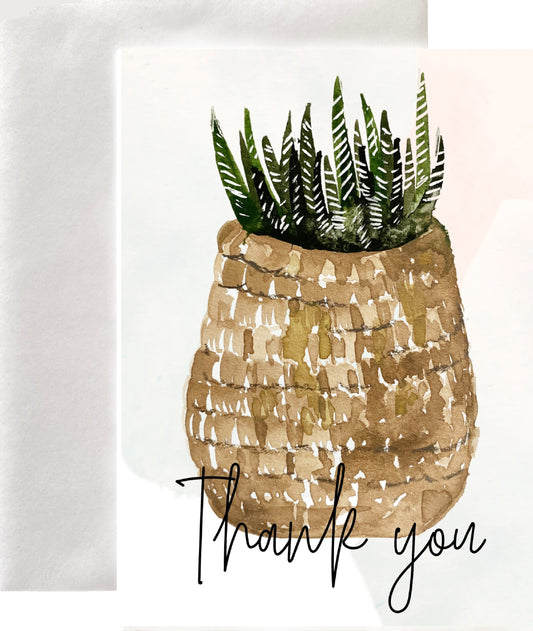 Thank You Aloe Plant Greeting Card Blank Interior