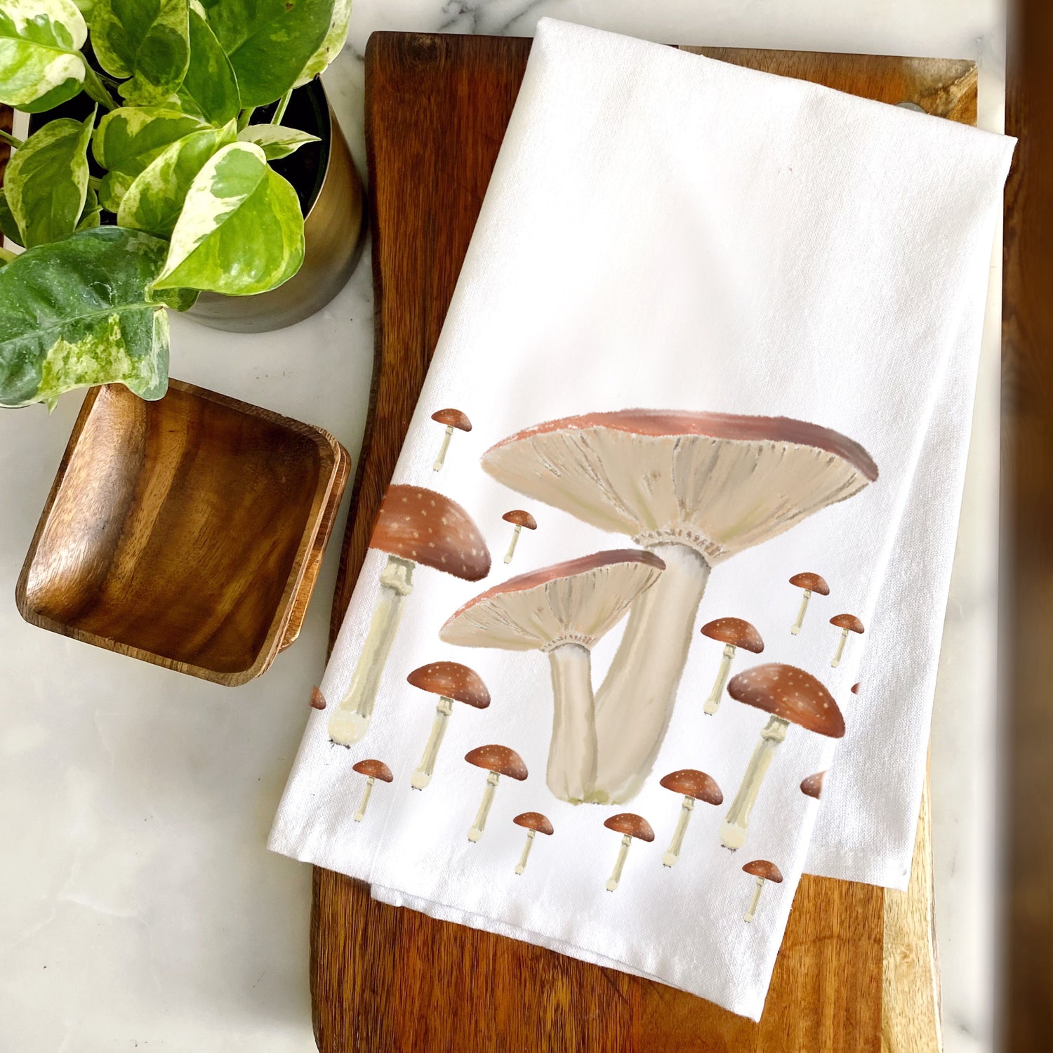 Botanical and boho tea towels with a handpainted feel