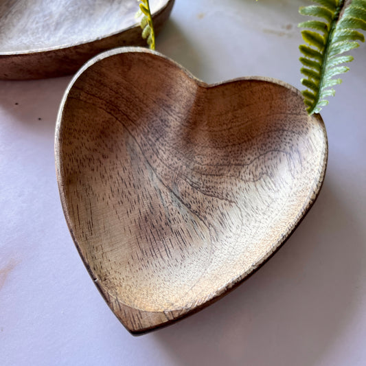 Small Wood Heart Shaped Dish