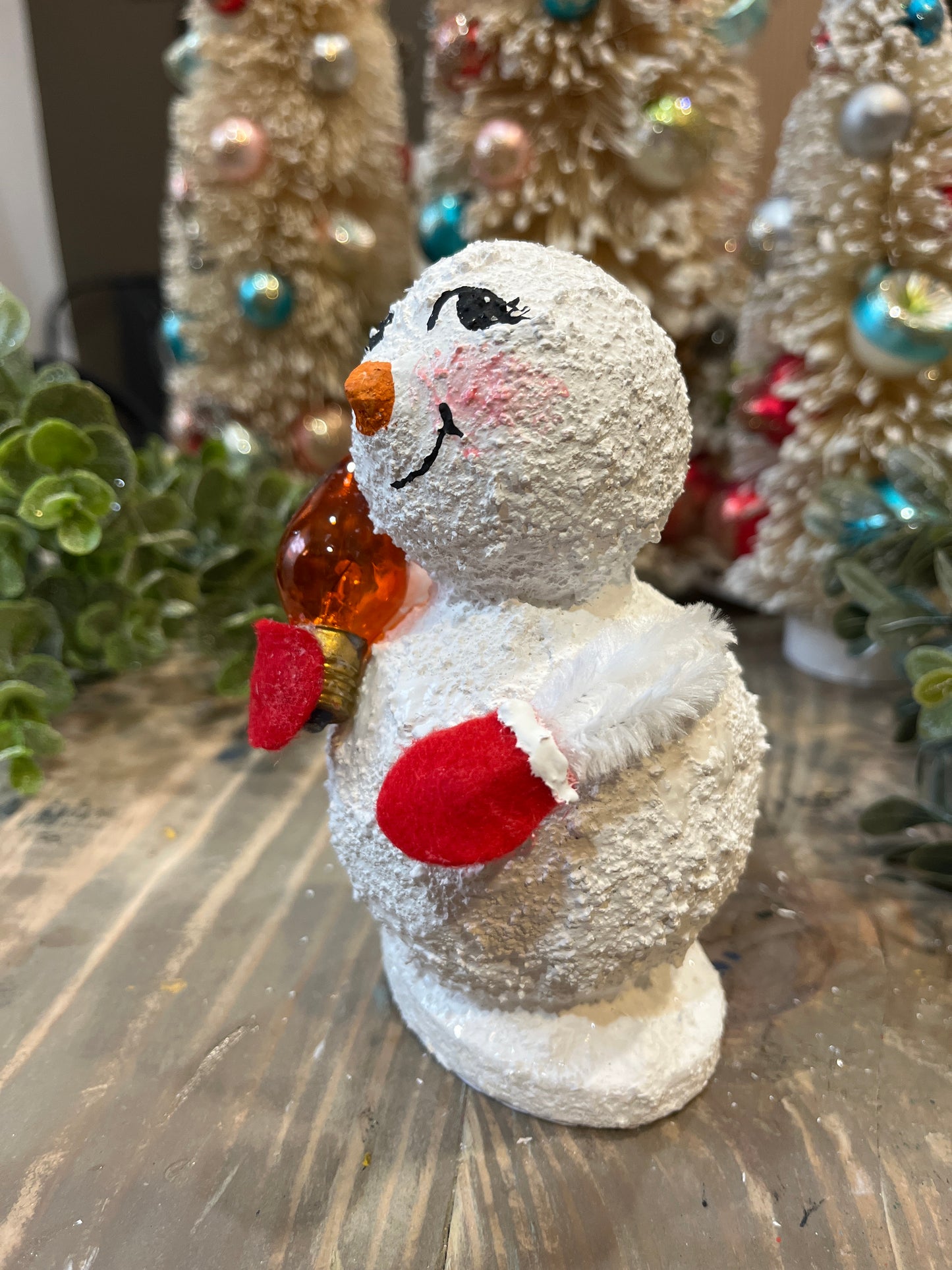 Retro Handmade Snow Person- Joy
