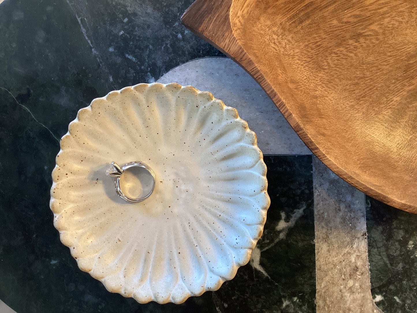 Speckled Ceramic Flower Dish