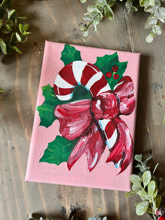 Vintage Candy Cane Painting-Rose