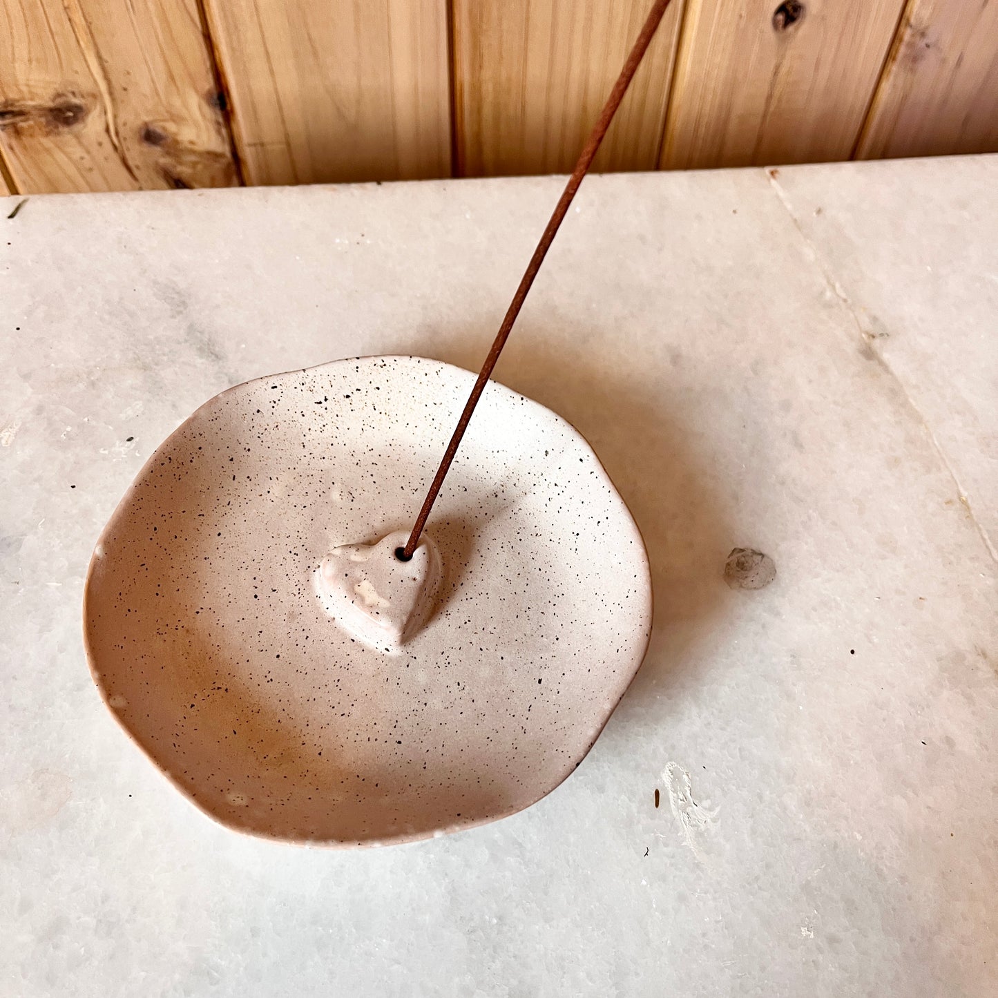 Stoneware Heart Trinket Tray and Incense Holder