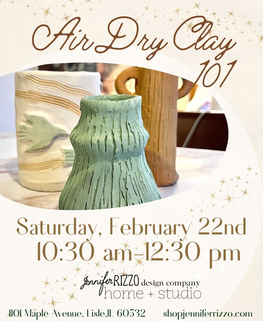 Air Dry Clay 101  Workshop Saturday,February 22nd 10:30 am-12:30pm