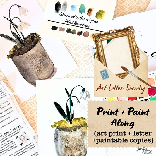 Collage of art supplies and stationery items with 'Art Letter Society' branding.