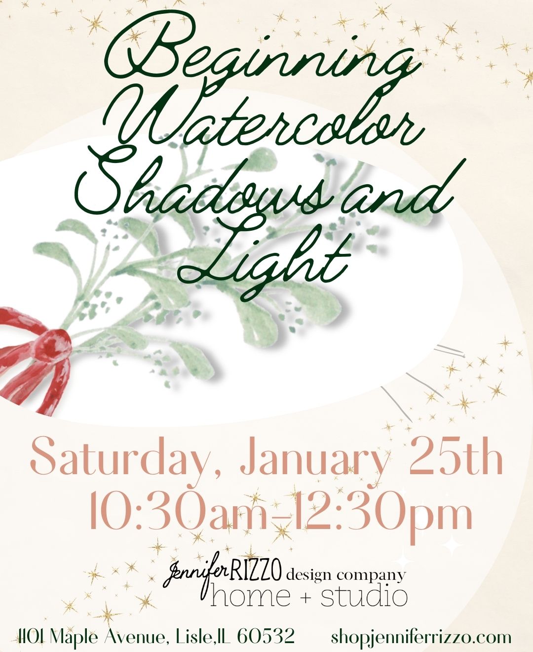 Beginner Watercolor Shadow and Light  Workshop Saturday, January 25th, 10:30 am-12:30pm (Copy)