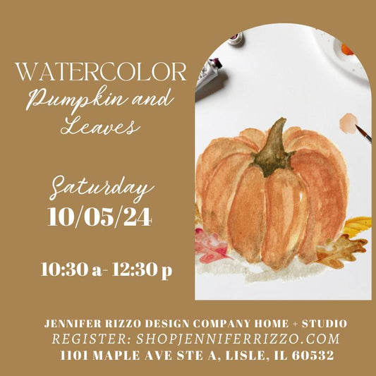 Watercolor Painted Pumpkins and Leaves-Saturday, October 5th 10:30am-12:30pm