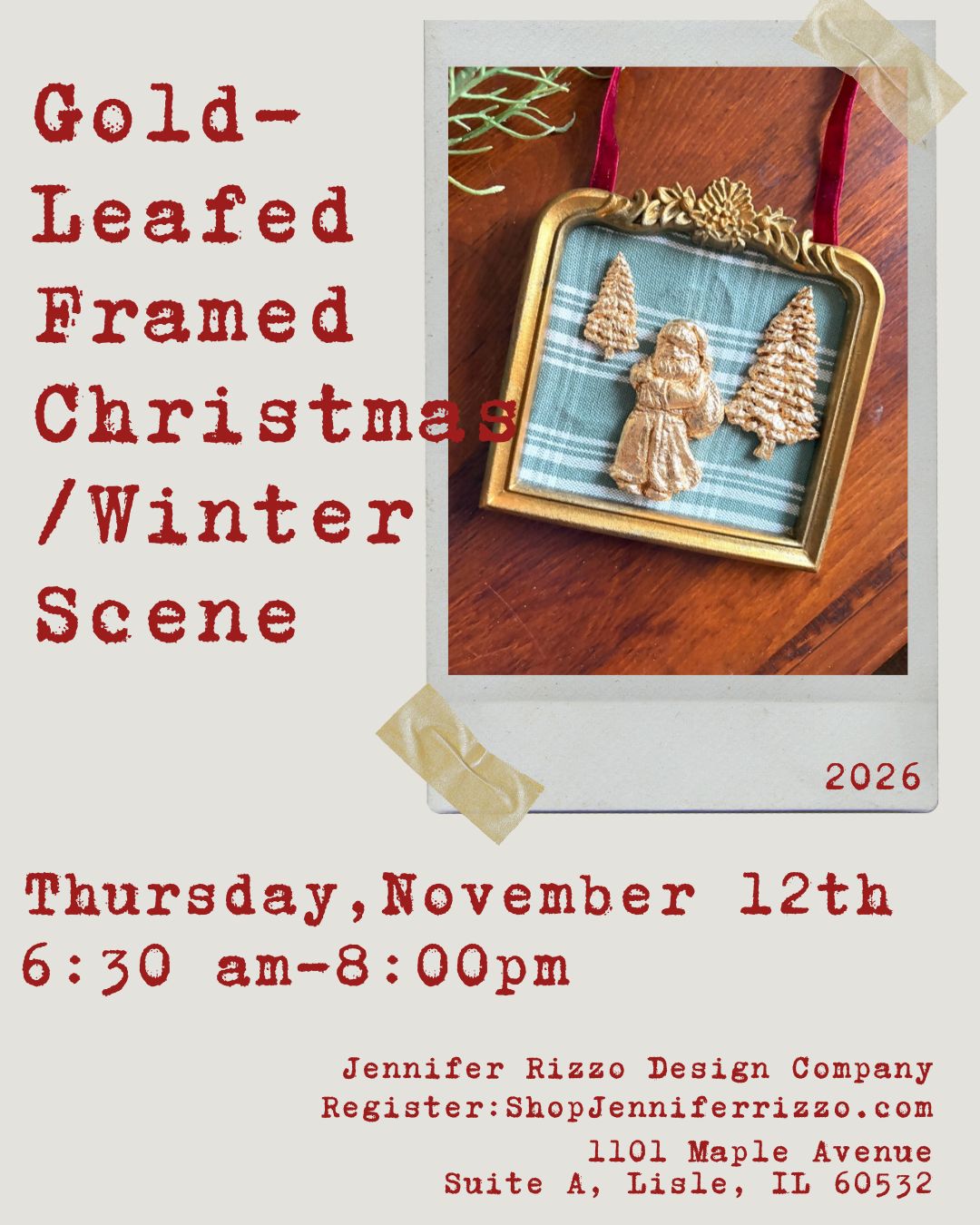 Gold Leaf Framed Christmas/Winter Scene Frame- Thursday, November 12th 6:30pm-8:00pm