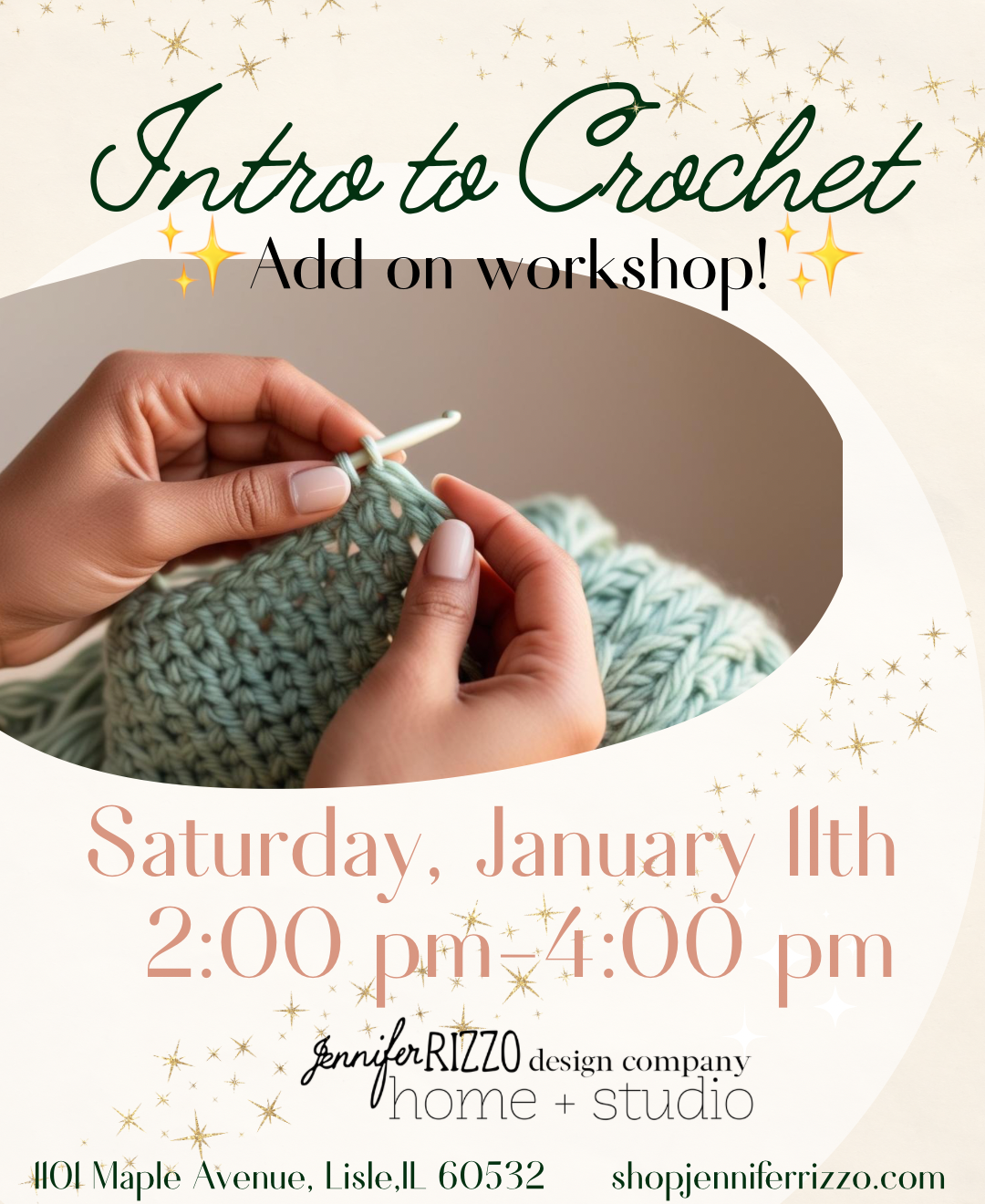 Intro to Crochet for Beginners Saturday, January 11th, 2pm-4pm