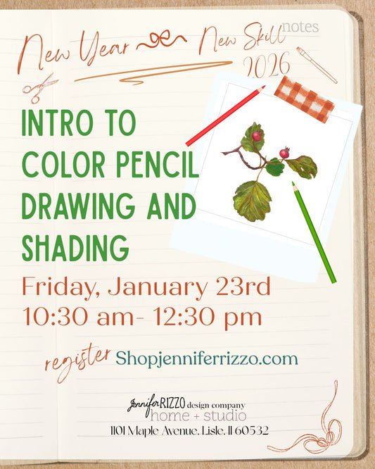 Color Pencil Drawing and Shading for Beginners: Friday, January  23rd 10:30 am-12:30 pm