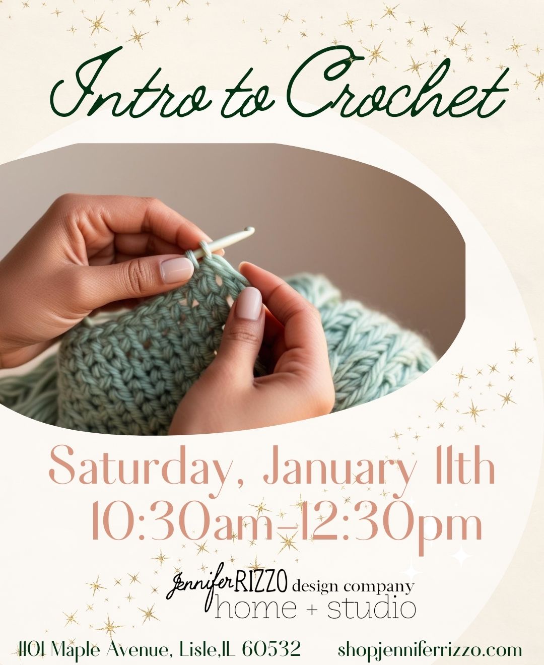 Intro to Crochet for Beginners Saturday, January 11th, 10:30 am-12:30pm