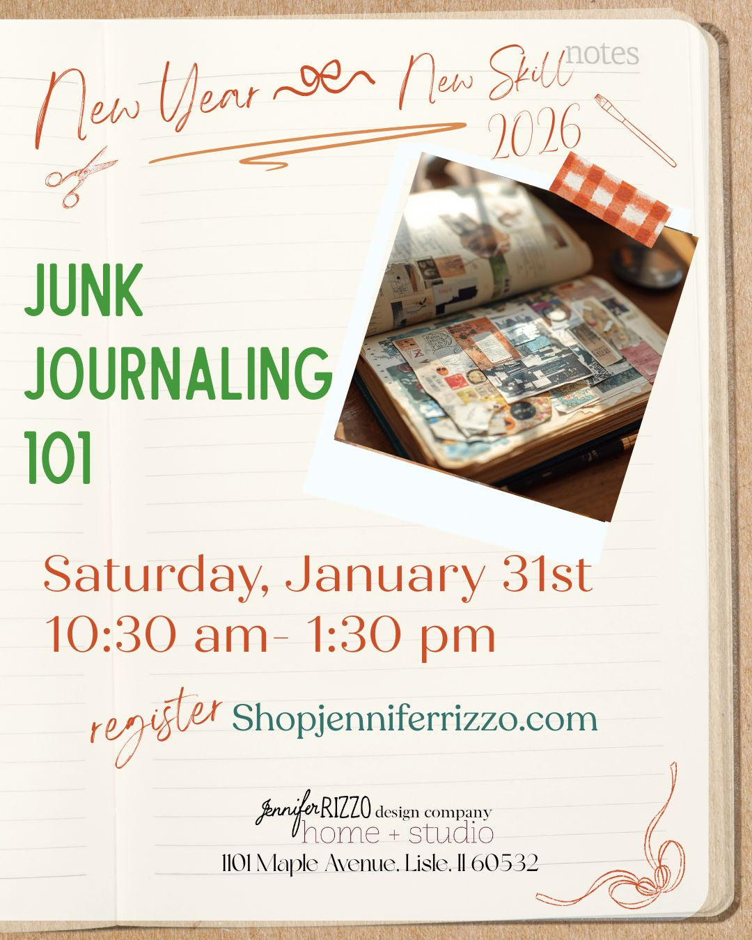 Junk Jounrnaling Workshop: Saturday,January 31st 10:30a-12:30p
