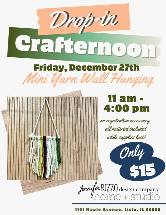 Drop In Crafternoon Mini-Yarn Wall Hanging Friday, December 27th 11:00am-4:00 pm