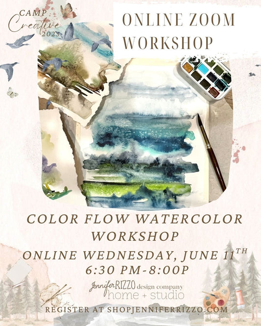 ONLINE ZOOM Color Flow Abstract Landscape Watercolor Workshop Wednesday, June 11th 6:30 pm-8:00pm