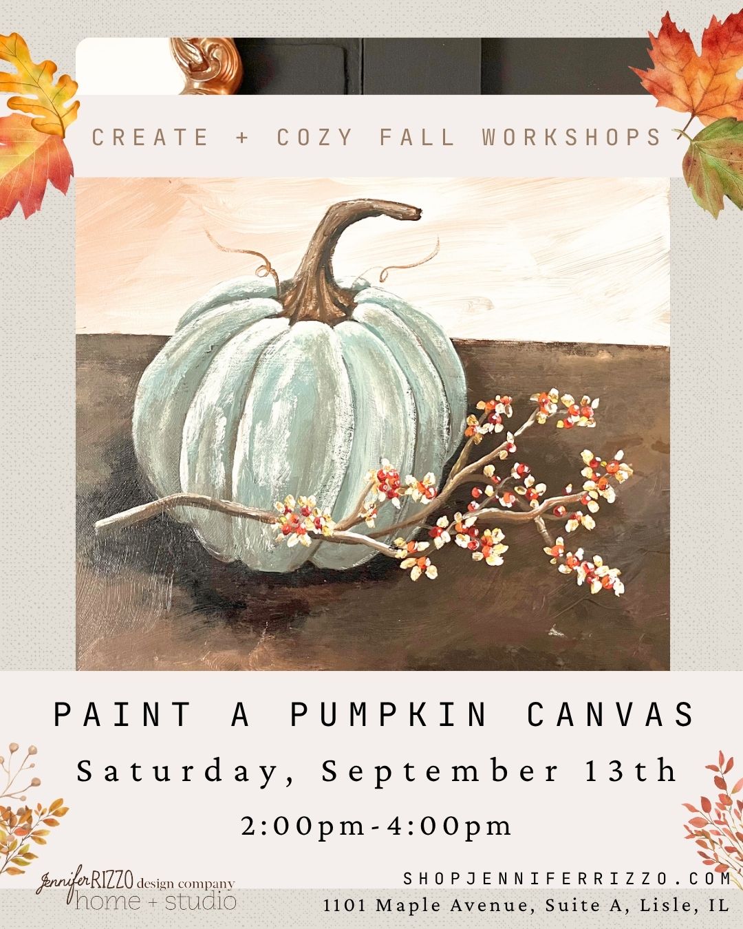 Paint an Pumpkin Canvas in Acrylic Paint Saturday, September 13th 2:00 pm-4:00 pm