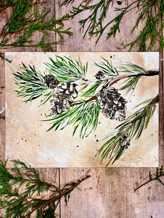 Pine Cone and Branch Acrylic Painting Saturday, November 16th, 10:30am-12:30pm