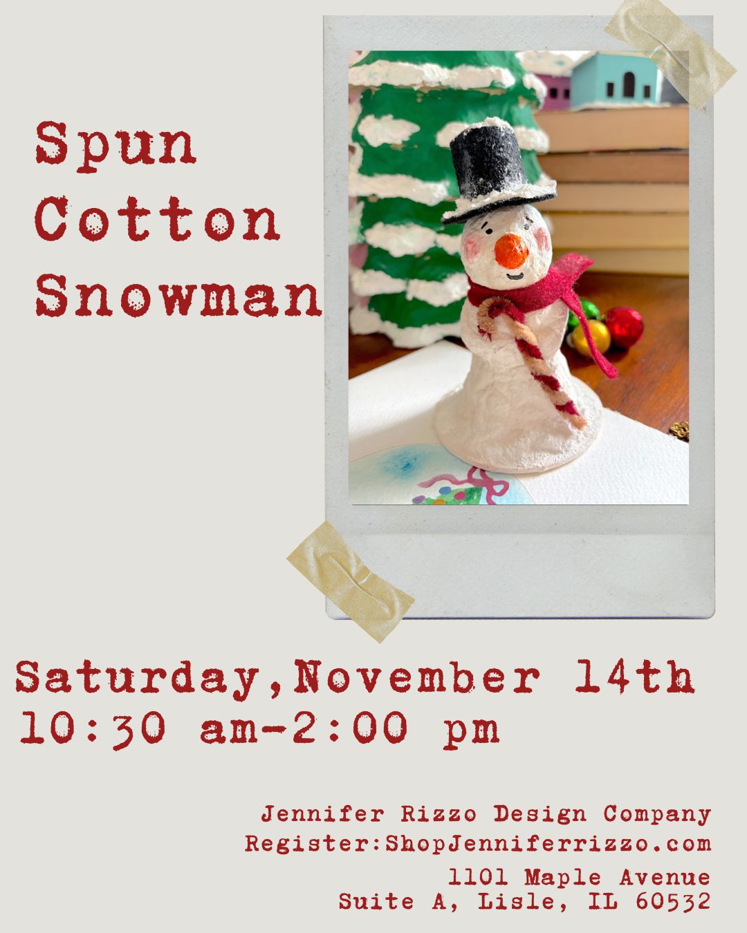Spun Cotton Snowman Crafting Saturday, November 14th 10:30 am -2:00p