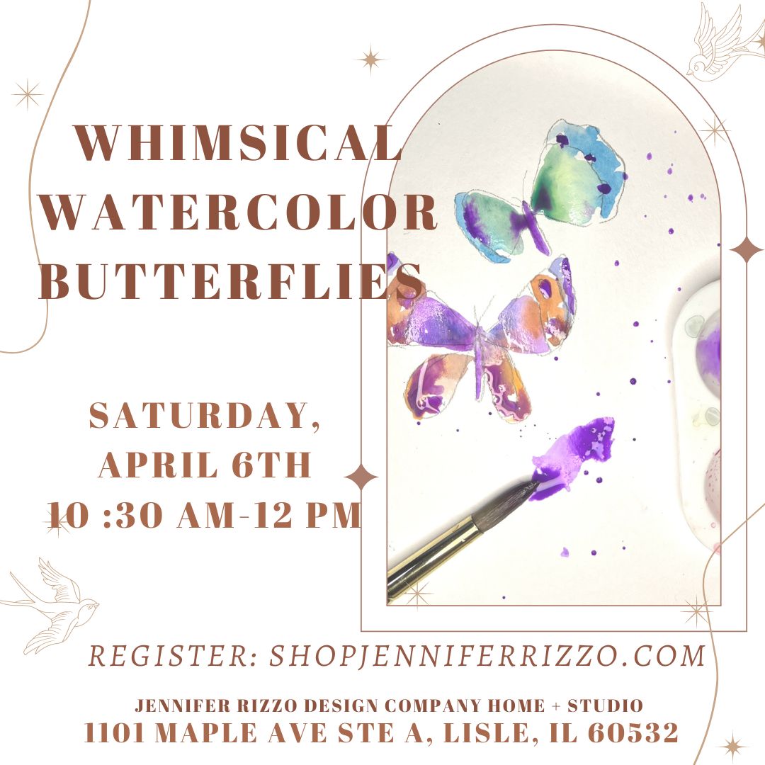 Whimsical Watercolor Butterflies Workshop April 6th 10:30 a-12:30p