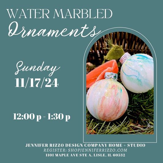 Water Marbled Ornaments Workshop Sunday, November 17th, 12:00 pm-1:30 pm