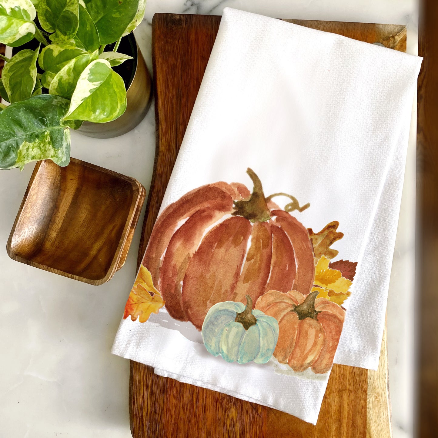 Gathered Fall Pumpkin Kitchen Tea Towel