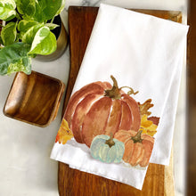Load image into Gallery viewer, Gathered Fall Pumpkin Kitchen Tea Towel
