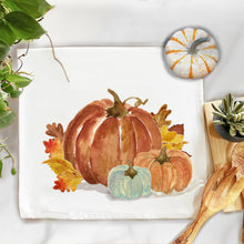 Load image into Gallery viewer, Gathered Fall Pumpkin Kitchen Tea Towel
