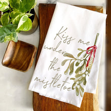 Load image into Gallery viewer, Kiss Me Under The Mistletoe Cotton Tea Towel
