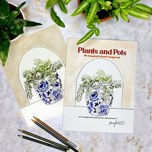 Plants and Pots Adult Coloring Book with Art Print