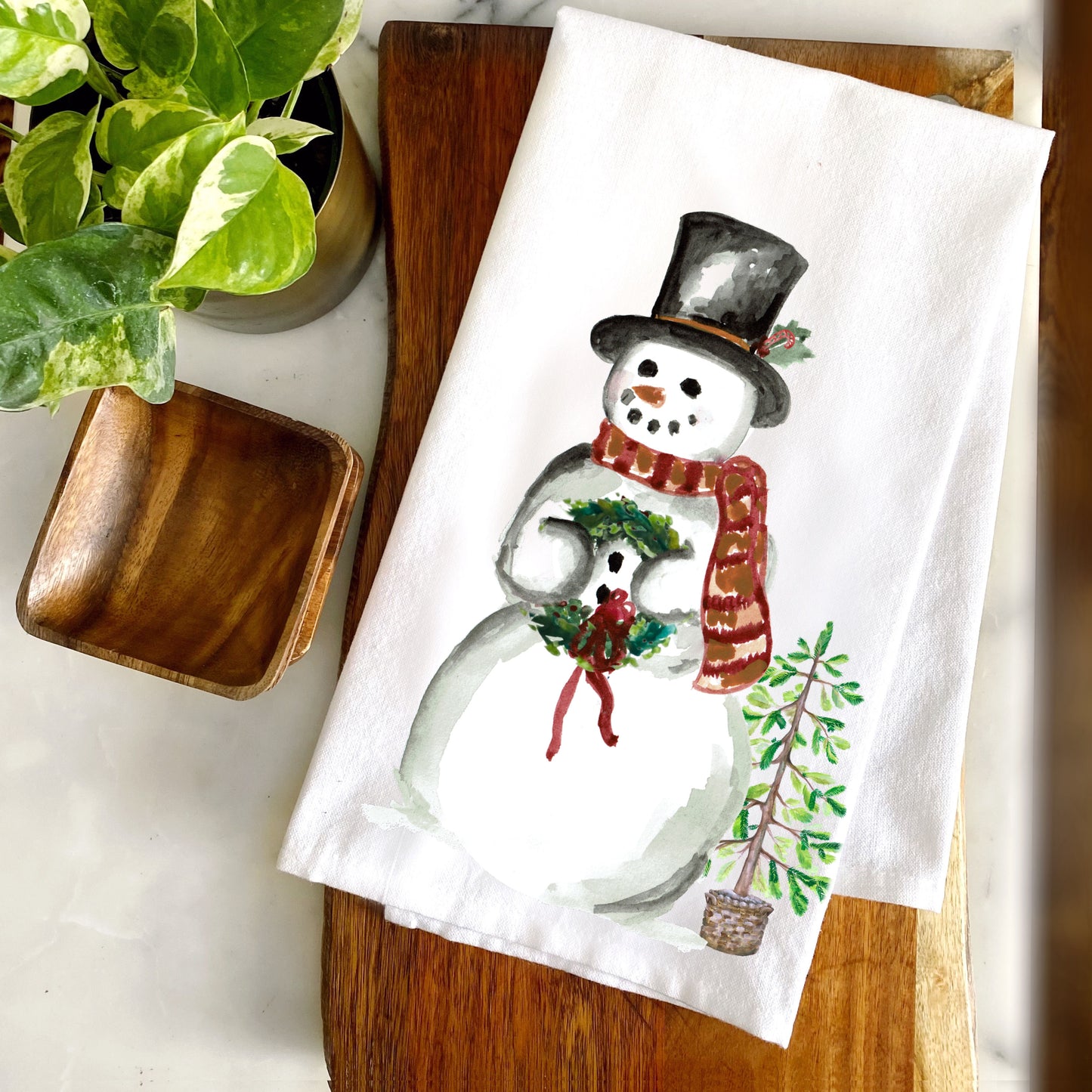 Snowman in a Top Hat Cotton Towel