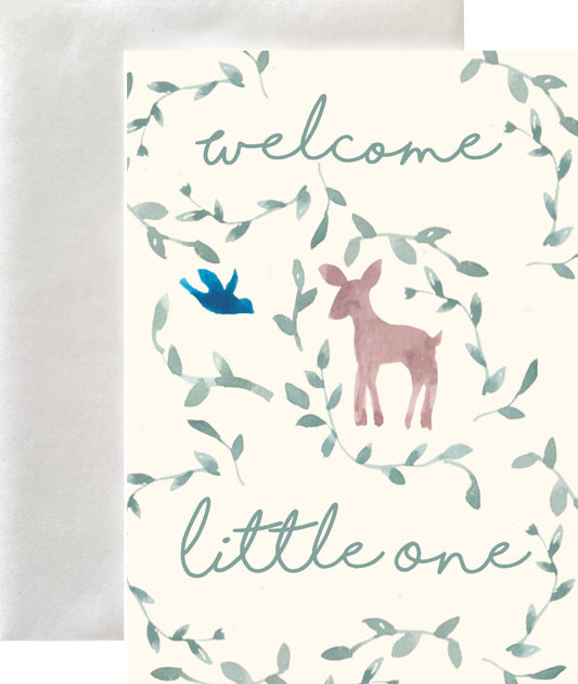 Welcome Little One Greeting Card Blank Interior