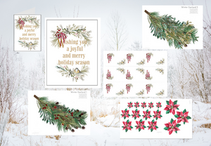 Winter Holiday Botanical Papercraft Decor Bundle-Digital Download